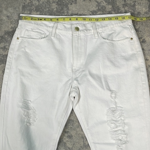 Frame Le Garcon Distressed Rolled Cuff Straight Jeans in White Mid Rise Sz 29 - Picture 7 of 15